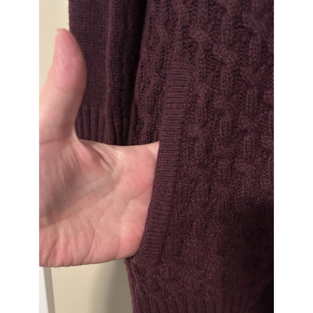 CAMBRIDGE Dry Goods Burgundy Full Zip Cable Knit Hooded Sweater Size M - Picture 4 of 9